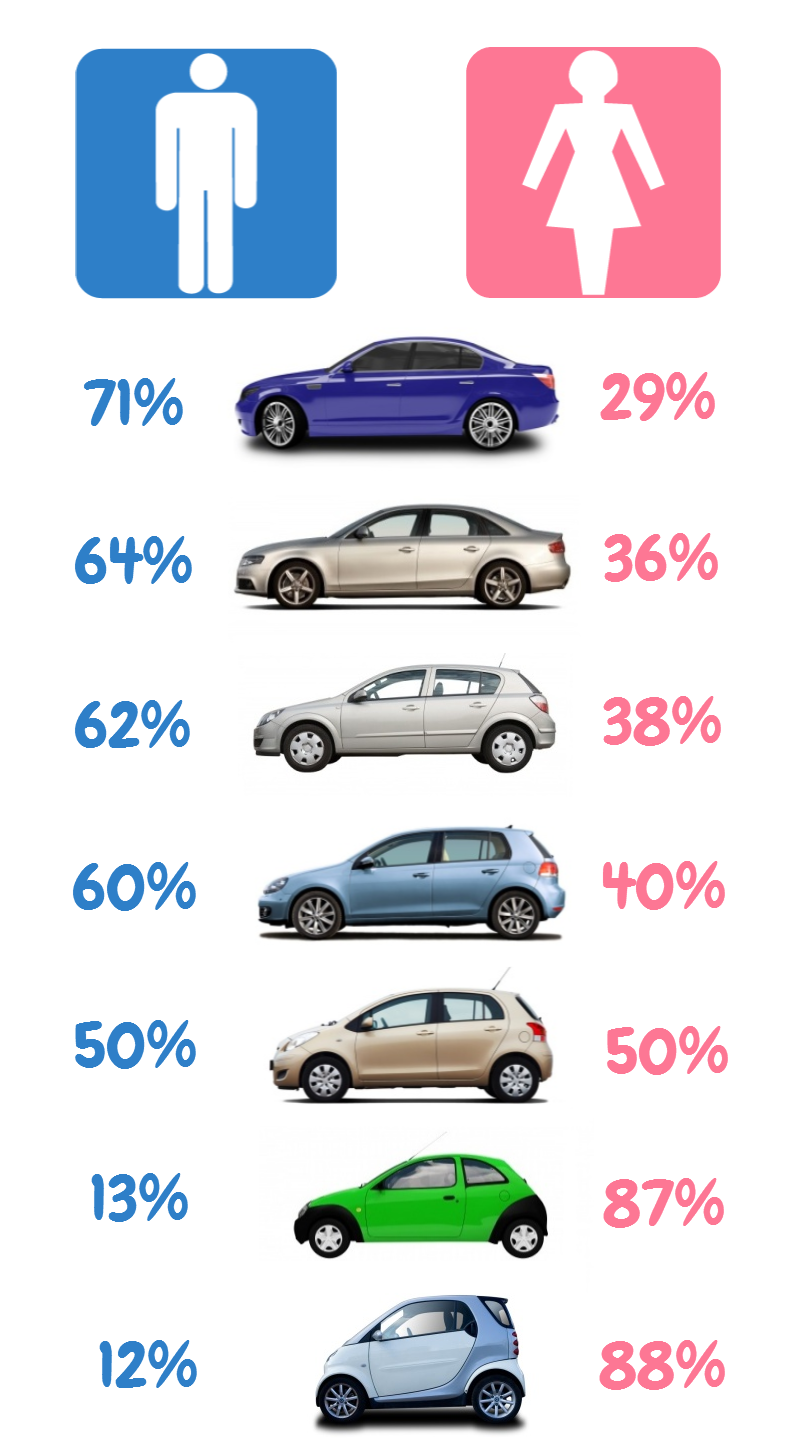 Infografic masini pentru barbati / femei