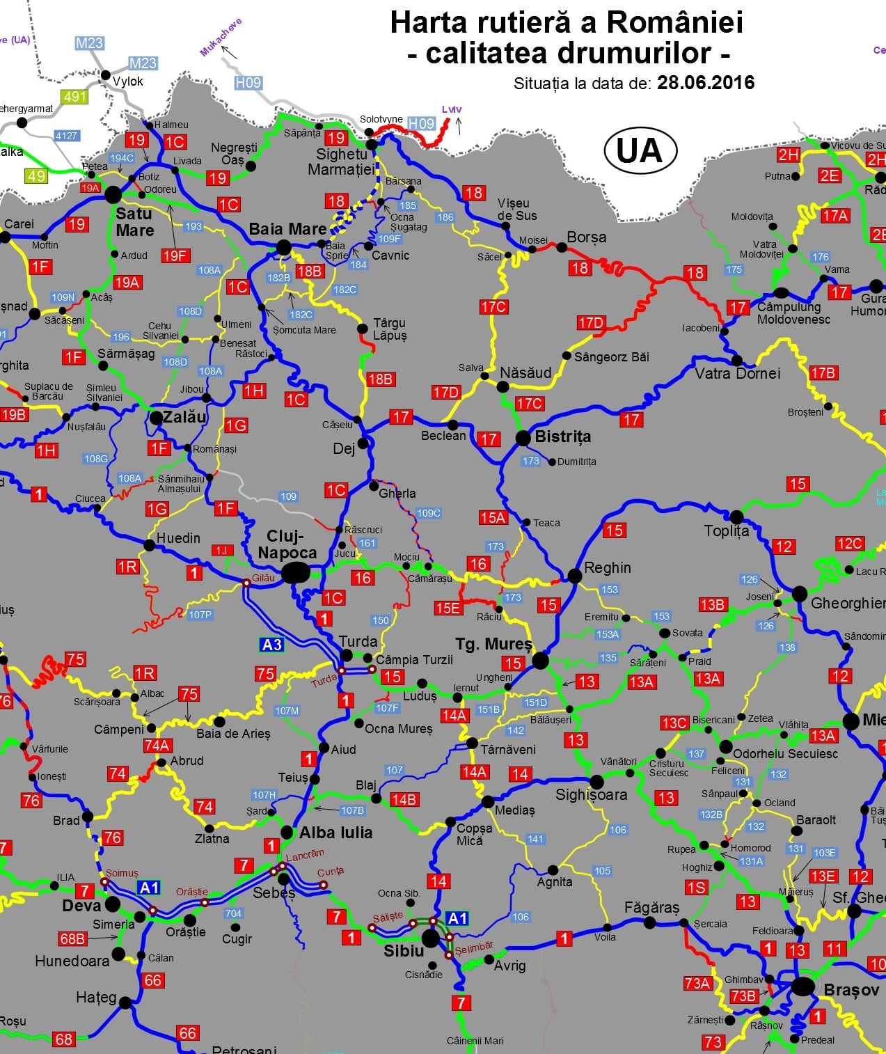 Harta Actualizata Cu Starea Drumurilor Din Romania Iunie 2016